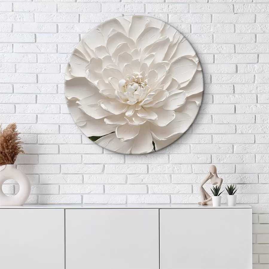 carta da parati Fiore bianco in olio con gambo verde nr. r40620