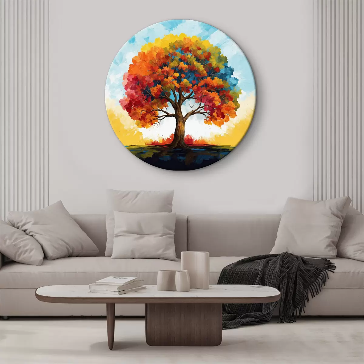 Quadri rotondi Un grande albero con sfumature multicolori r40638