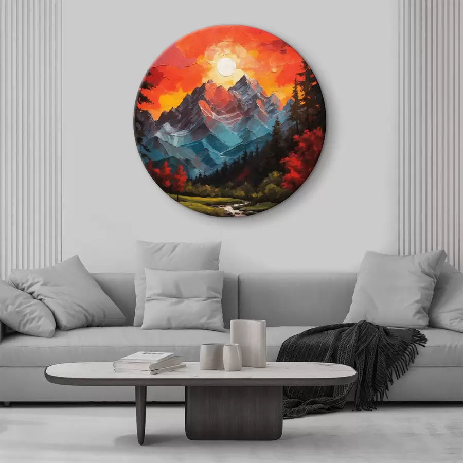 carta da parati Montagne e cielo rosso al tramonto nr. r40641