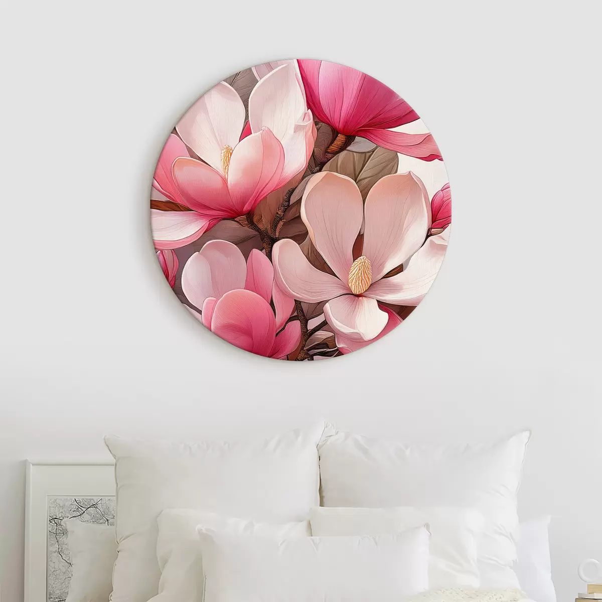 Quadri rotondi magnolia rosa grande r40709