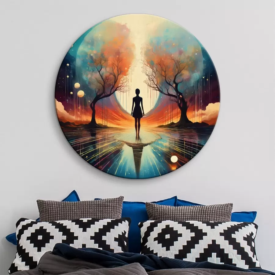 carta da parati sagoma tra gli alberi, autoconsapevolezza, auto-riflessione nr. r40713