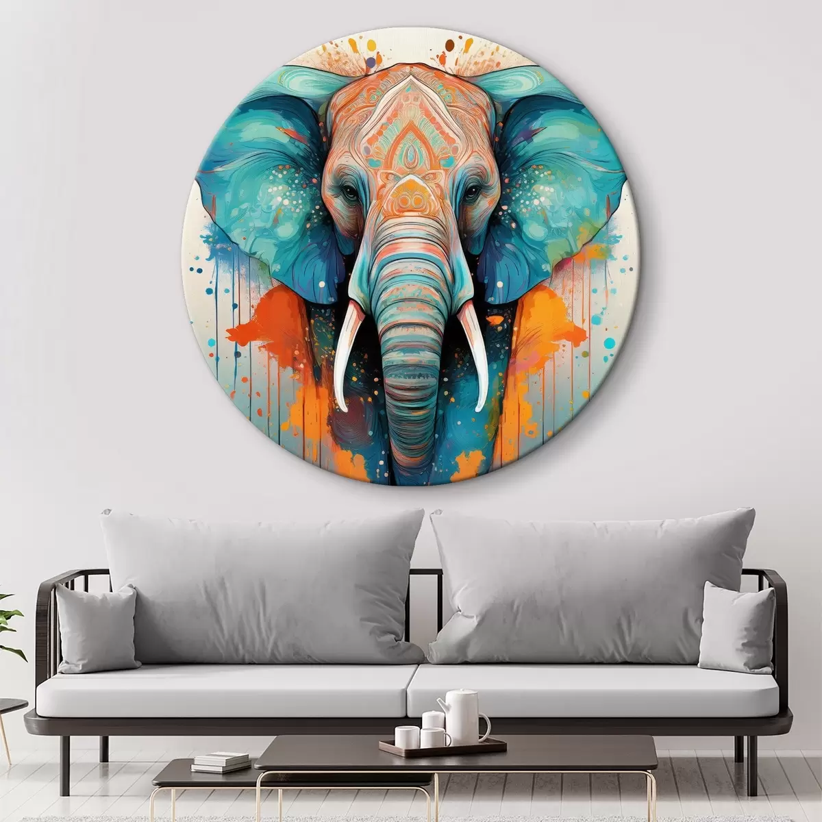 Quadri rotondi elefante e scaglie di vernice r40717