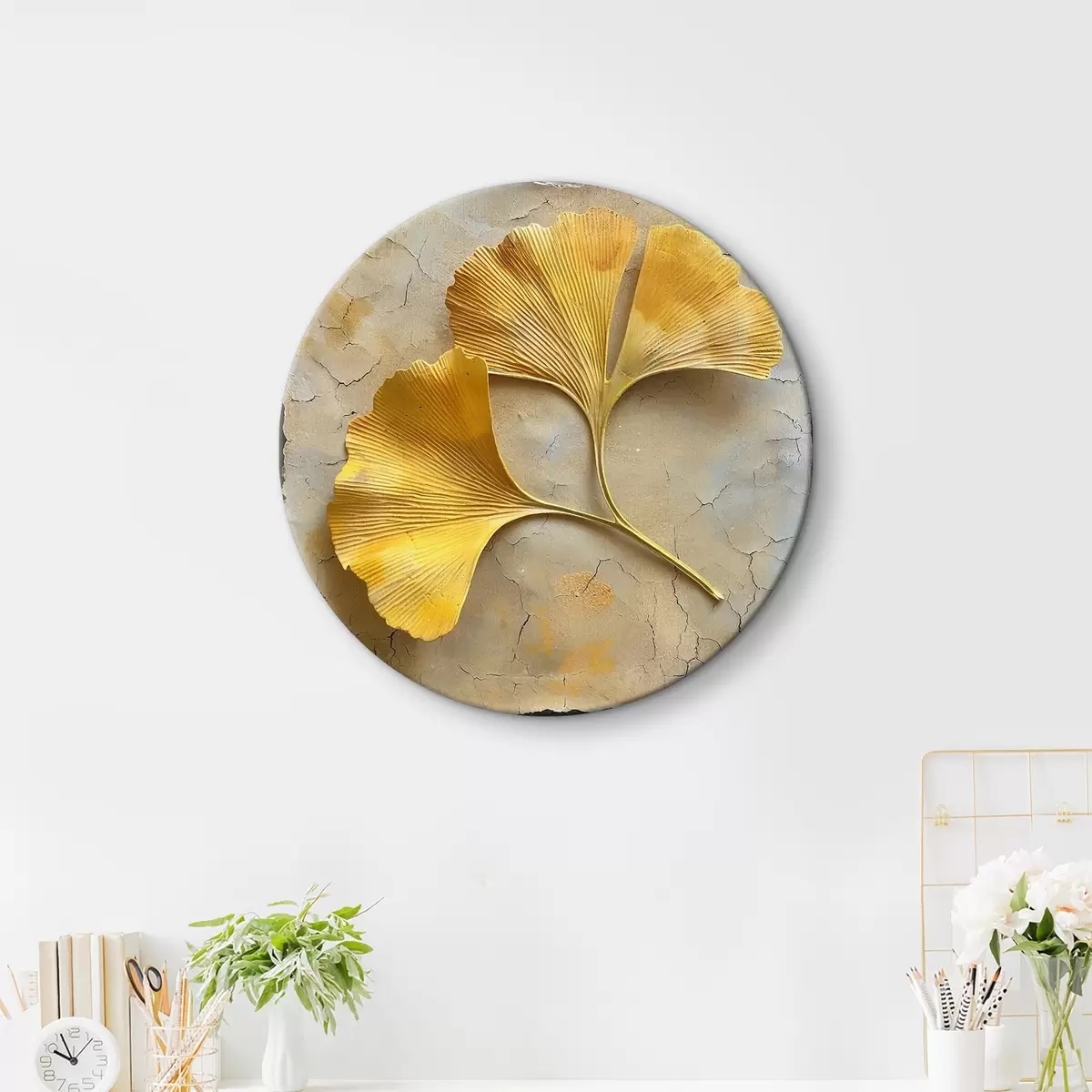 Quadri rotondi Rami di ginkgo r40768