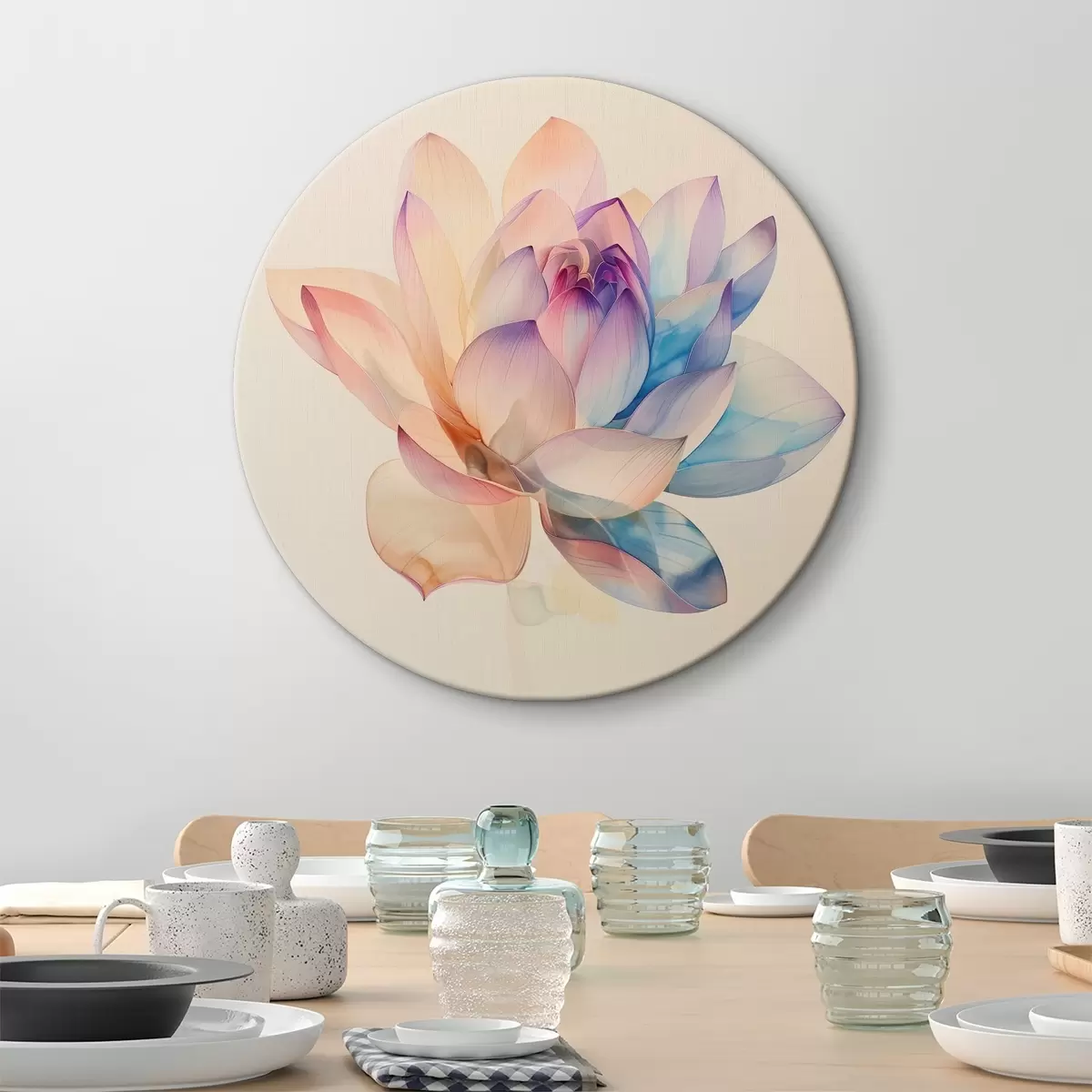 Quadri rotondi Un grande fiore multicolore r40772