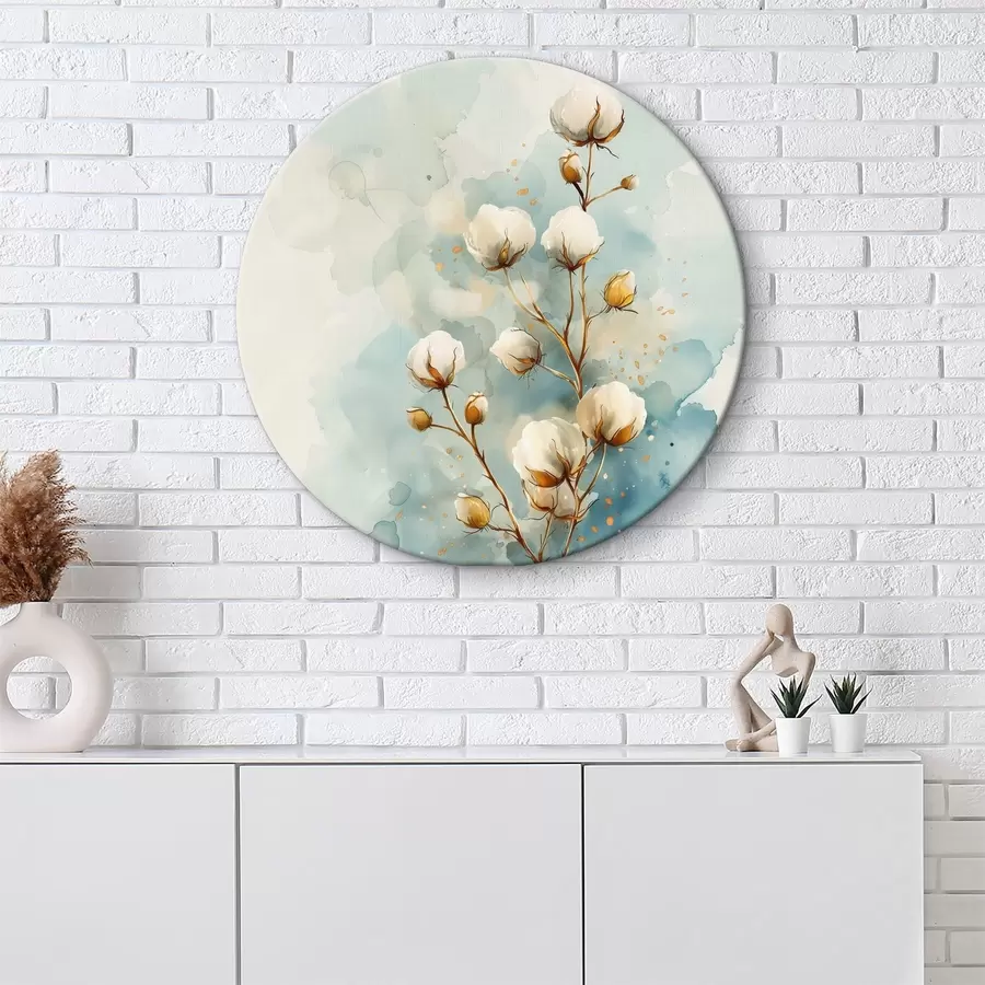 carta da parati Un rametto di cotone su uno sfondo acquerellato nr. r40780