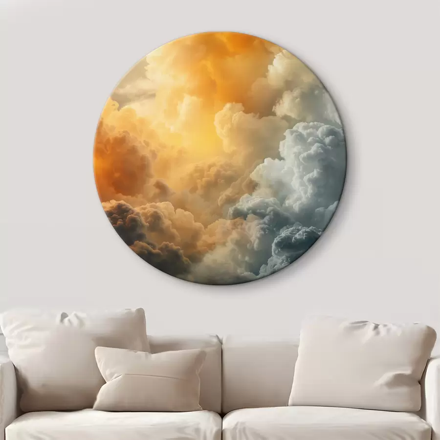 carta da parati Nuvole, blu scuro, arancione, antico nr. r40785