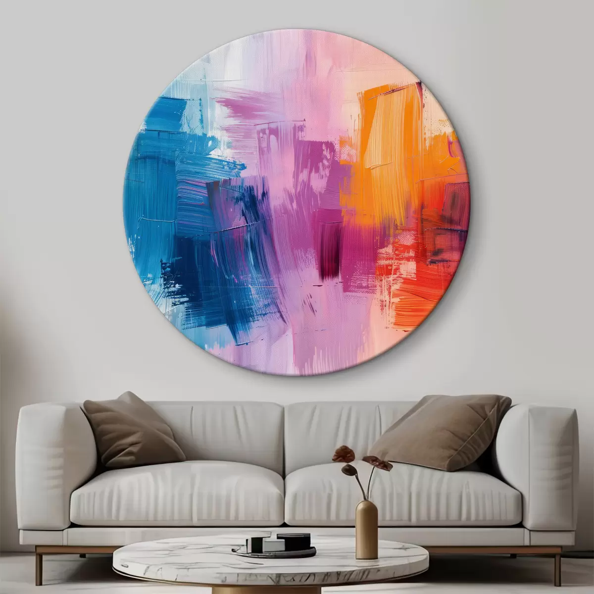 Quadri rotondi Tratti di pittura, colori diversi, acquerello r40786