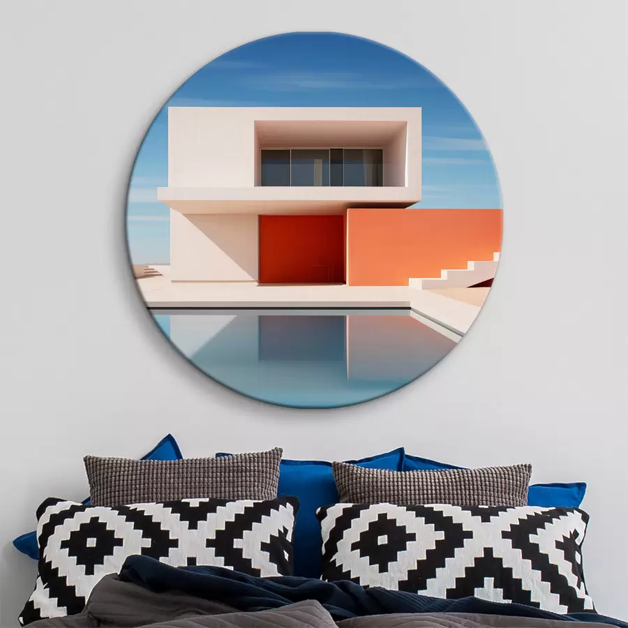 carta da parati Paesaggio architettonico minimalista, casa e piscina nr. r40811