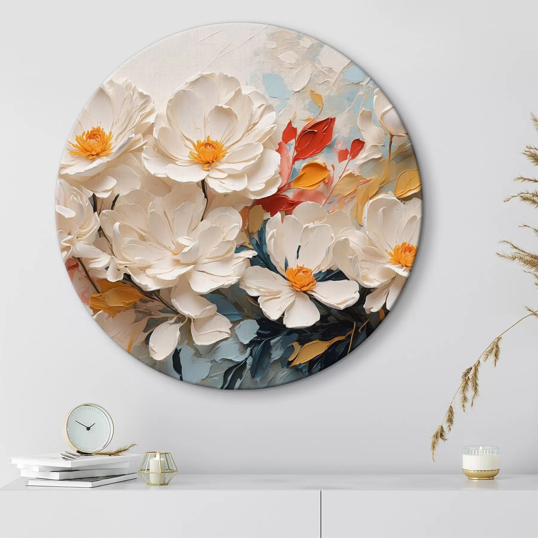 carta da parati Fiori bianchi astratti in olio nr. r40862