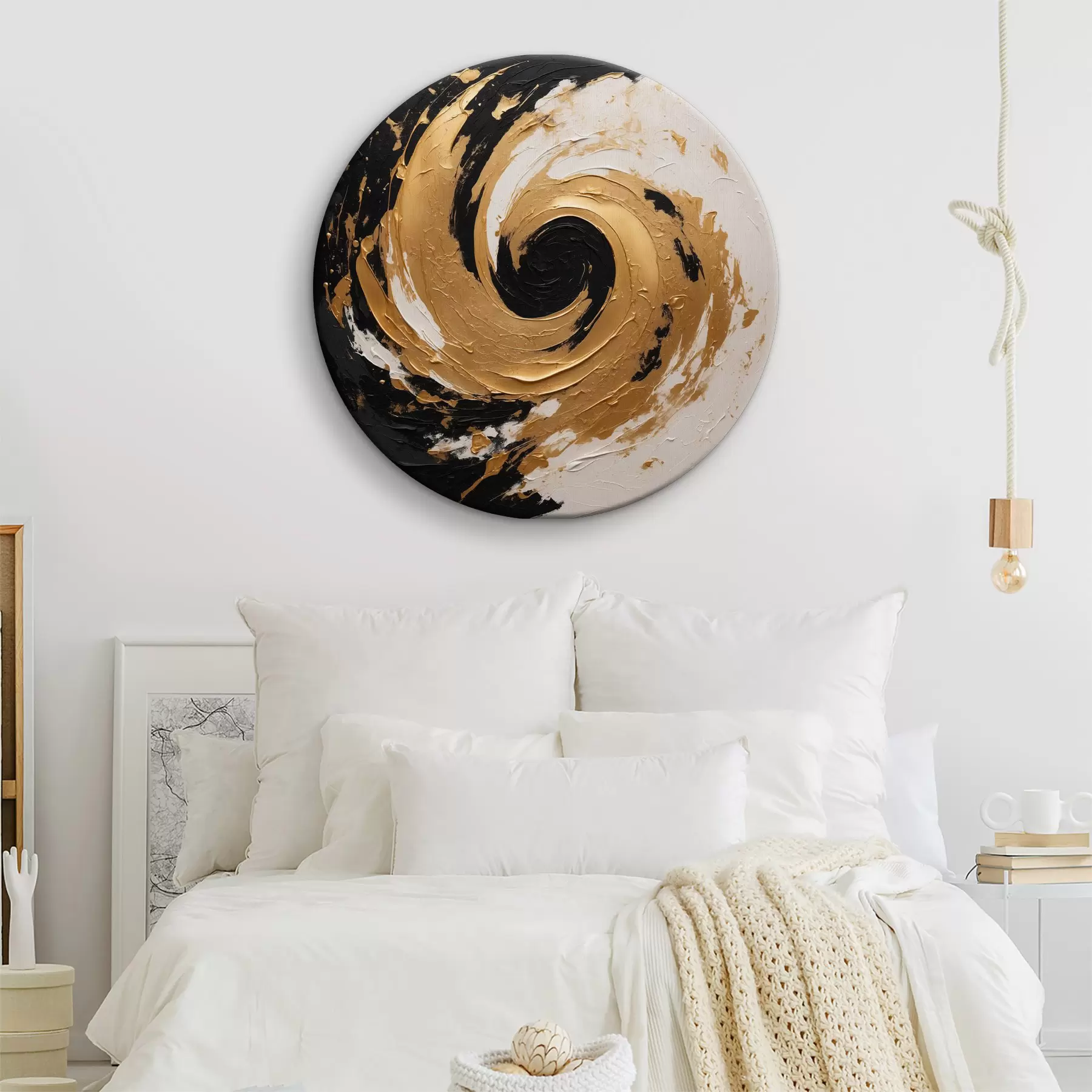 carta da parati Pittura ad olio astratta con vortice nero e giallo nr. r40864