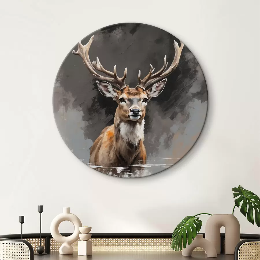 carta da parati Cervo su sfondo grigio e nero nr. r40865