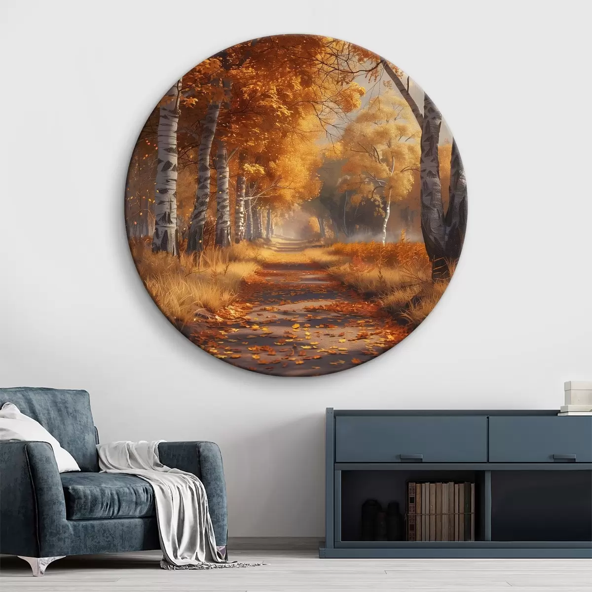 Quadri rotondi Vicolo nel parco autunnale r40902