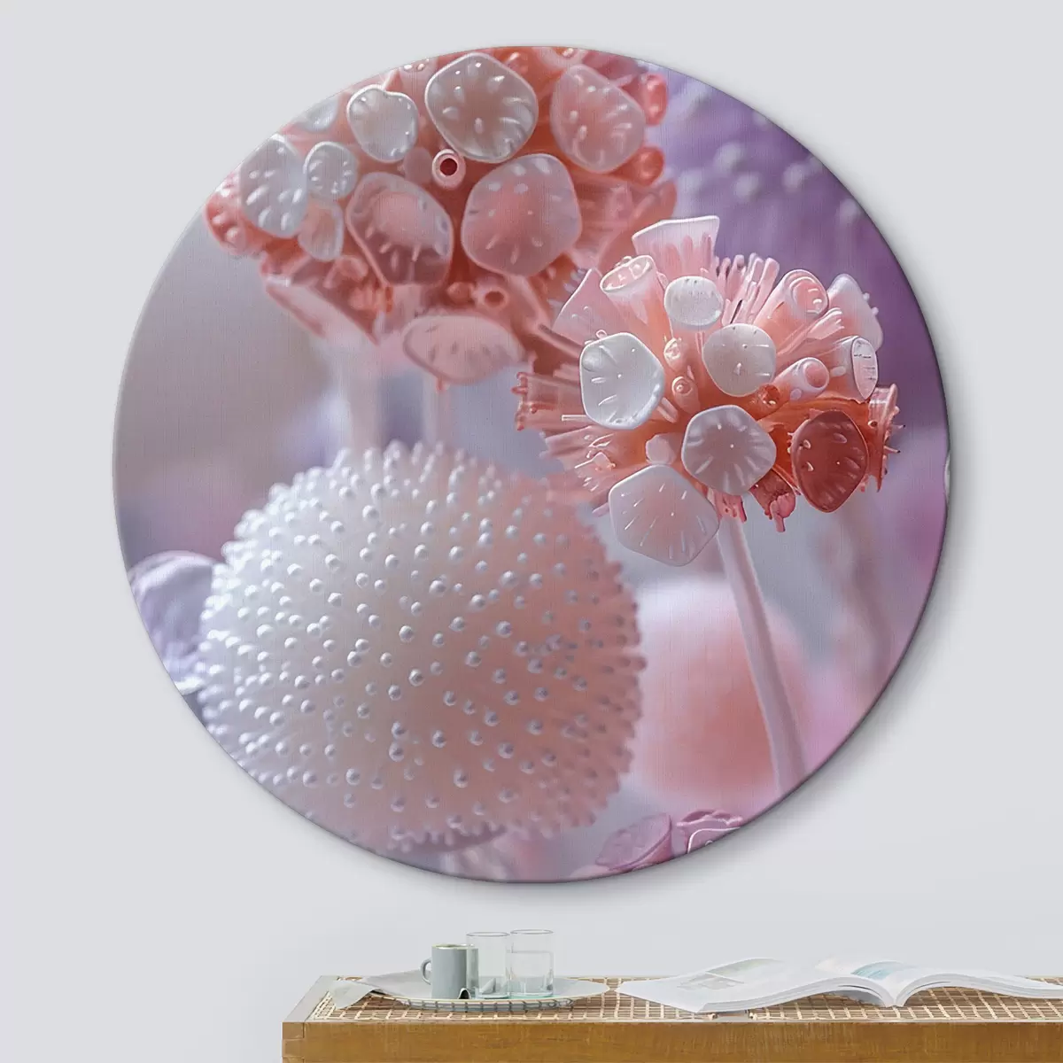 Quadri rotondi Fiori astratti r40916