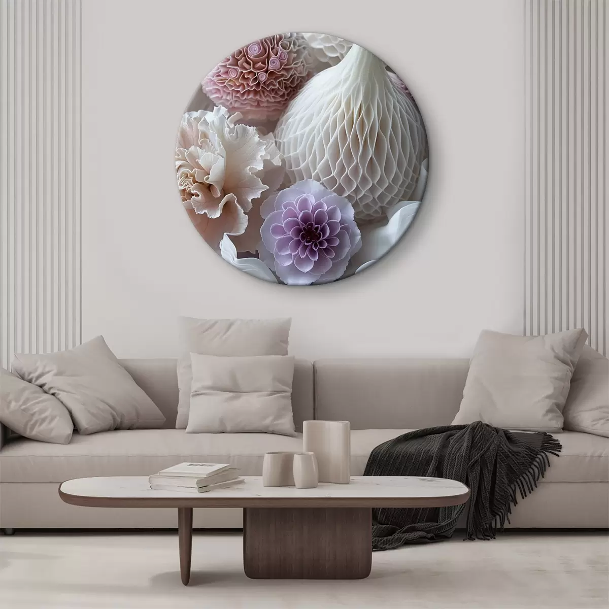 Quadri rotondi Fiori insoliti dai colori delicati r40918