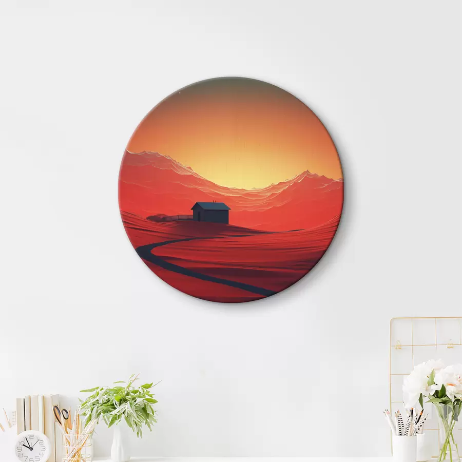 carta da parati Notte nel deserto, luna, sabbie rosse, futurismo, piccola casa nr. r40950