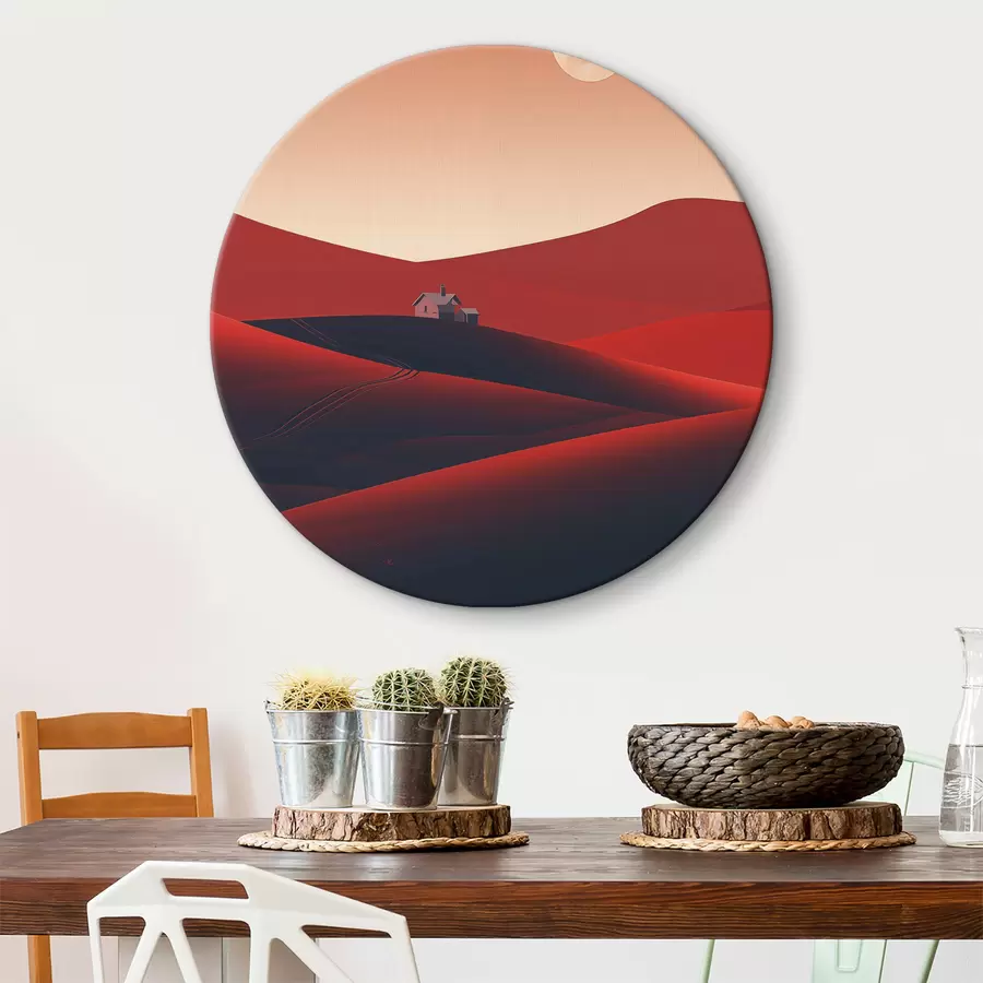 carta da parati Paesaggio desertico minimalista con casa e luna nr. r40953