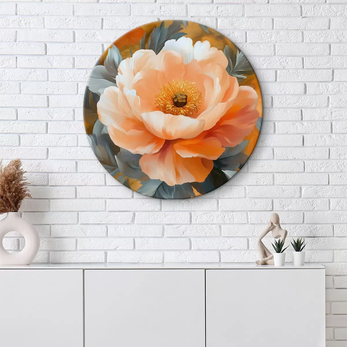 Quadri rotondi Grandi fiori di pesco r40961