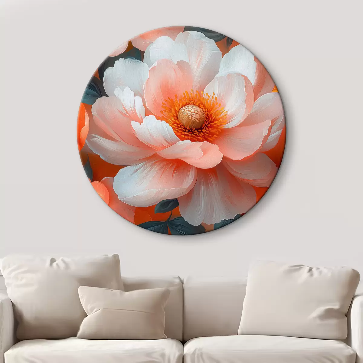 Quadri rotondi Delicate peonie rosse brillanti r40965