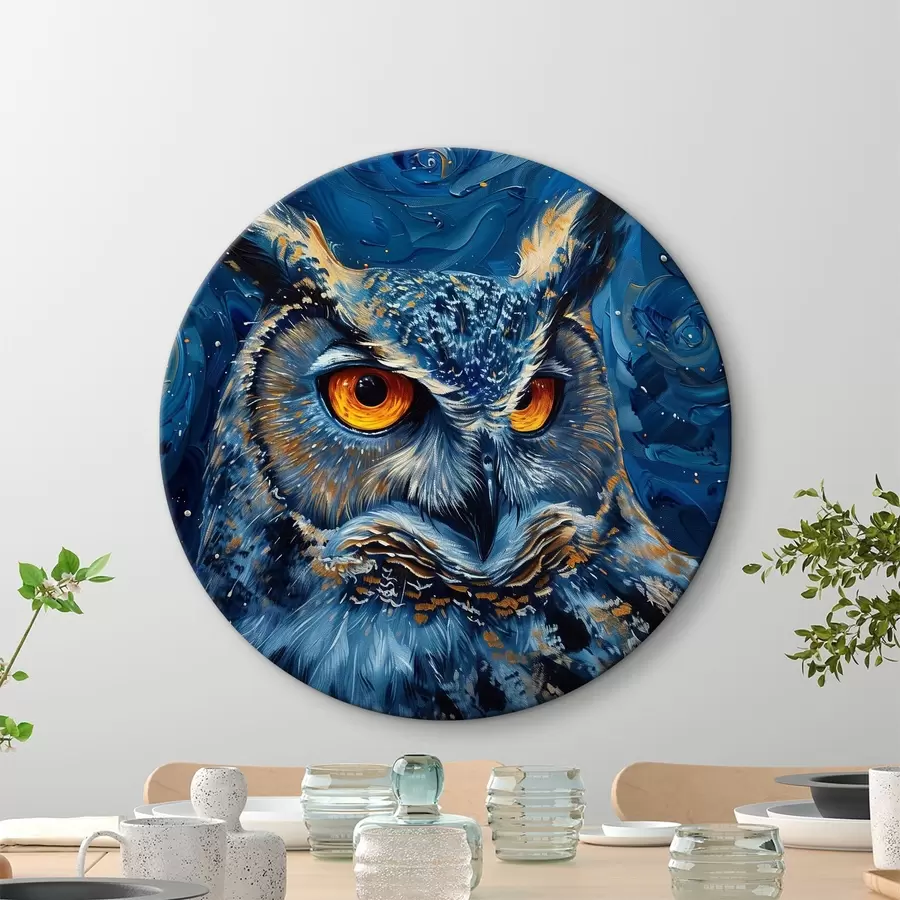 carta da parati Lo sguardo notturno di un gufo contro il cielo nello stile di Van Gogh nr. r40982