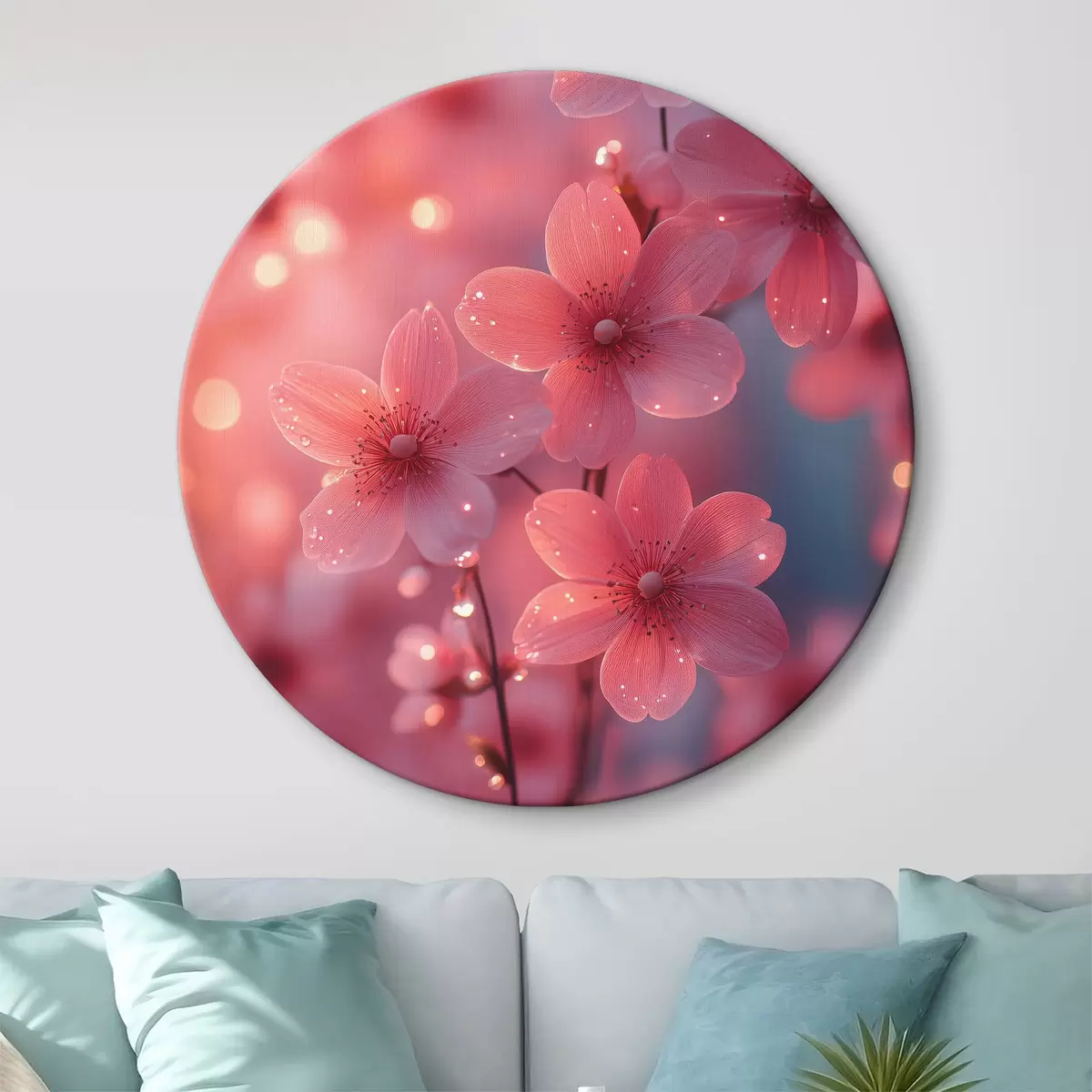 Quadri rotondi Fiori sul ramo in delicate sfumature di rosa r40985