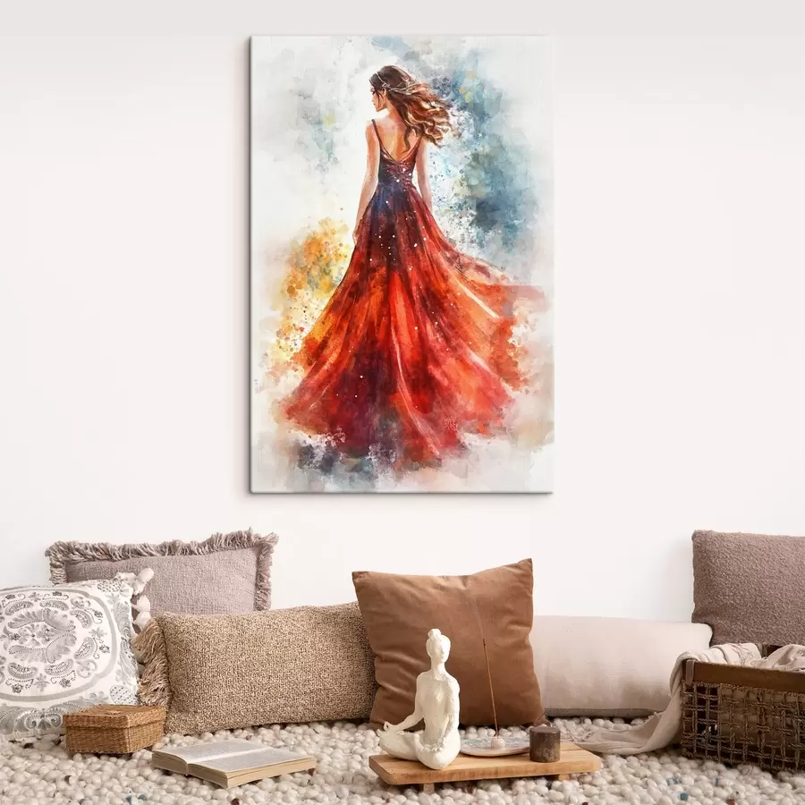 carta da parati Ragazza con un vestito rosso nr. s42193