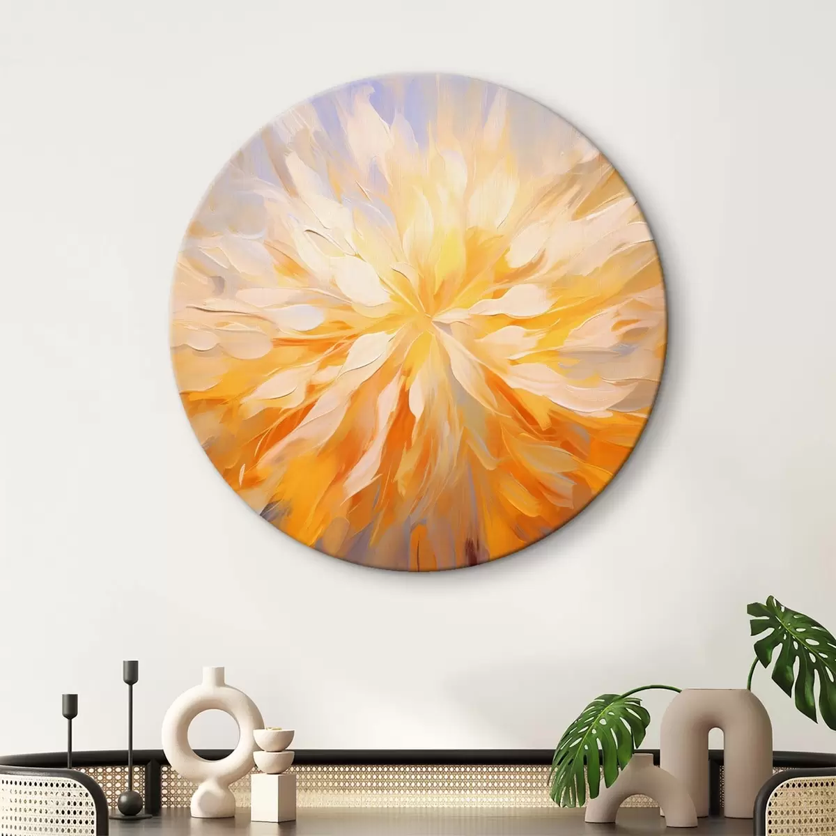 Quadri rotondi Grande fiore astratto r42184
