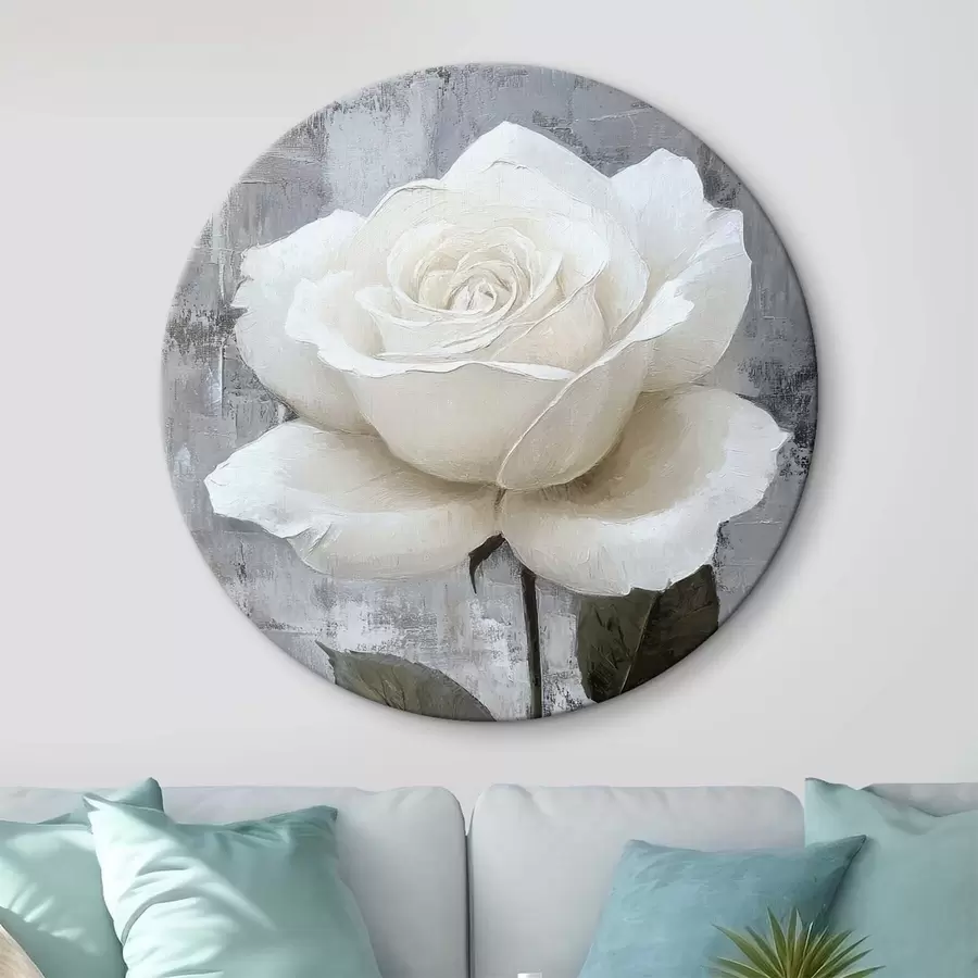 carta da parati Rosa bianca disegnata a mano su sfondo di cemento nr. r42185