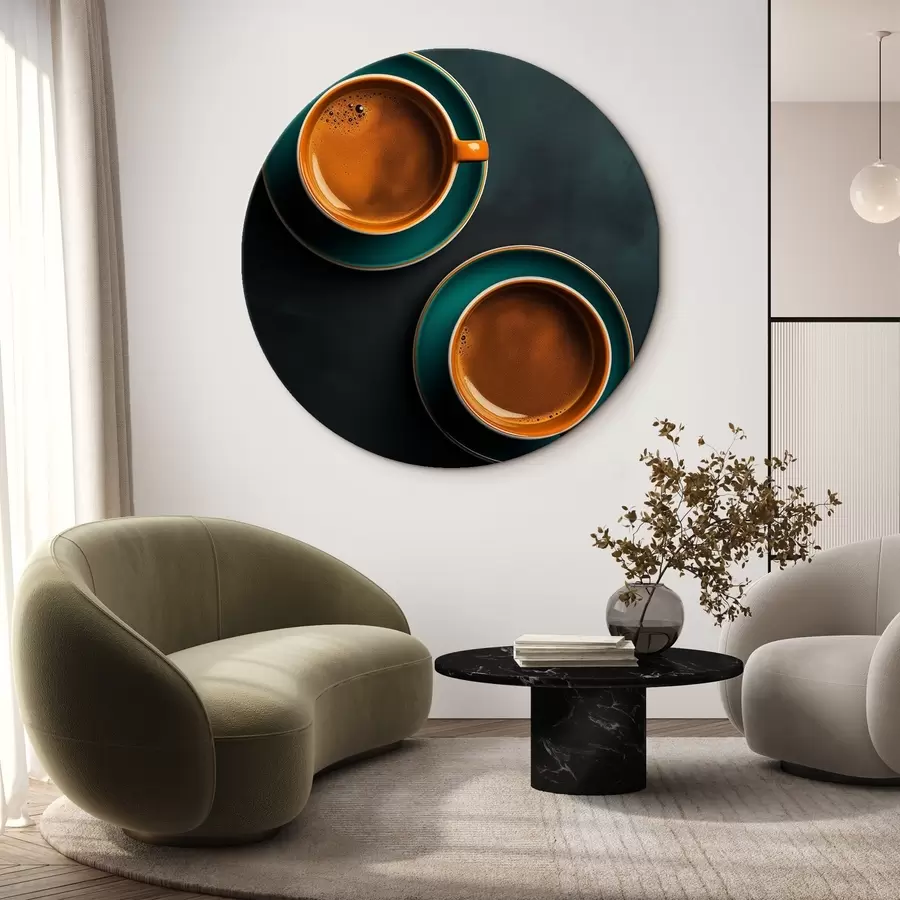 carta da parati Due tazze di caffè su sfondo scuro nr. r42190