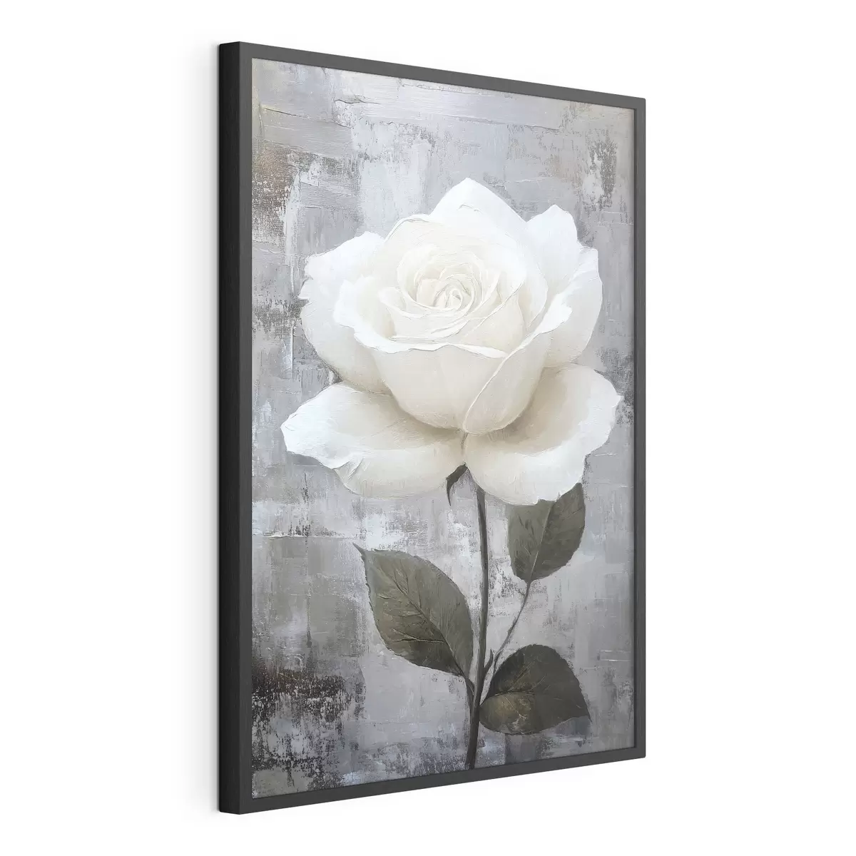Poster Rosa bianca disegnata a mano su sfondo di cemento f42185