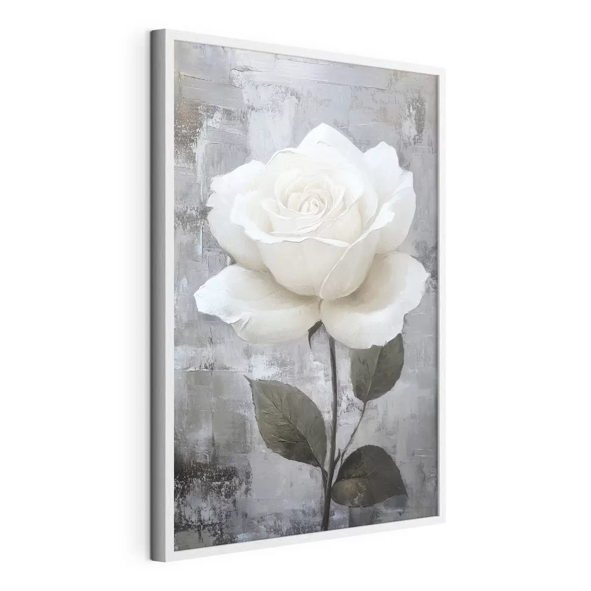 Poster Rosa bianca disegnata a mano su sfondo di cemento f42185