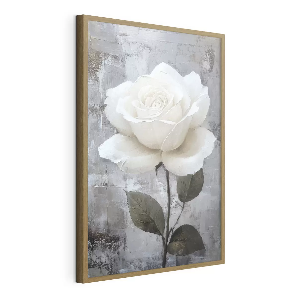 Poster Rosa bianca disegnata a mano su sfondo di cemento f42185