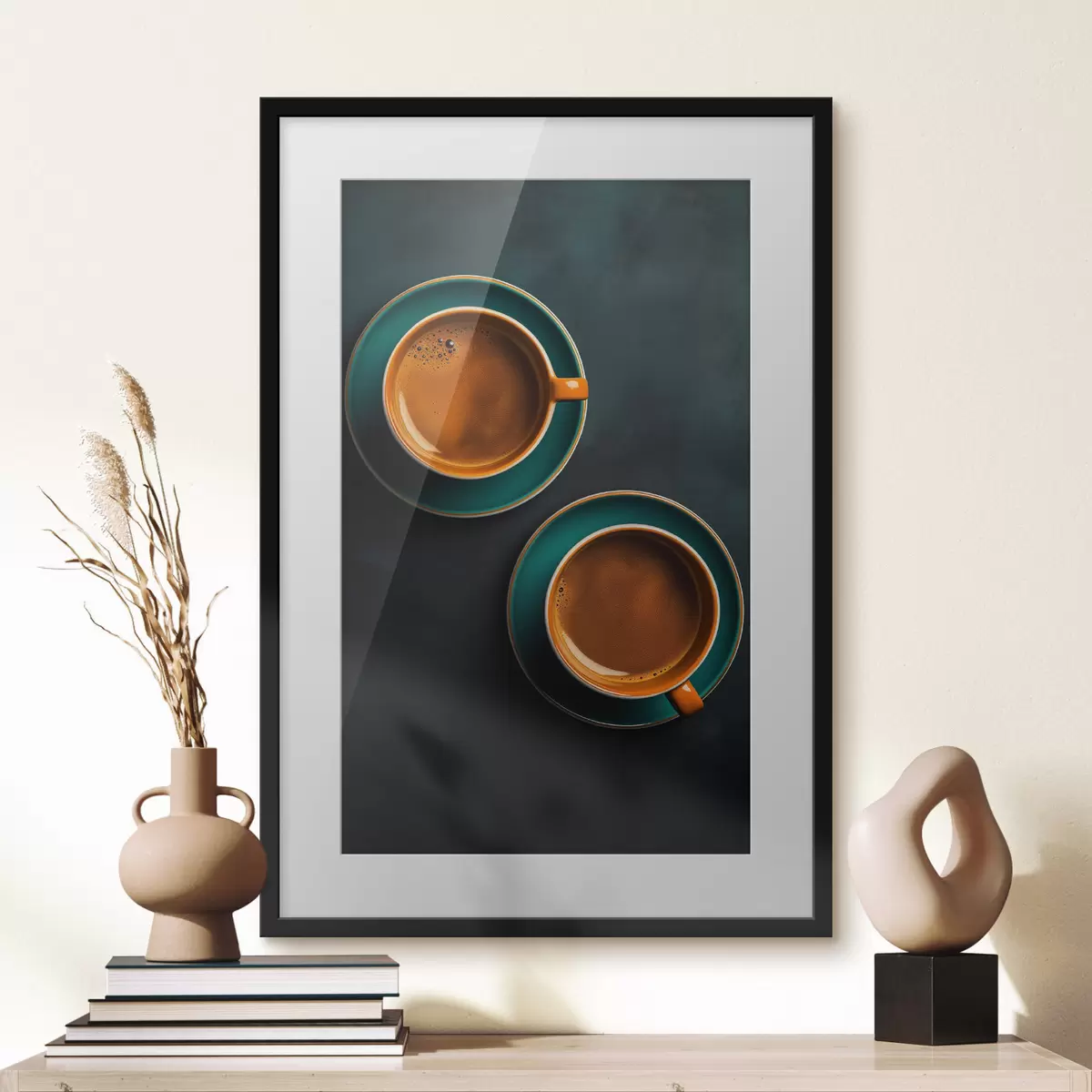 Poster Due tazze di caffè su sfondo scuro f42190