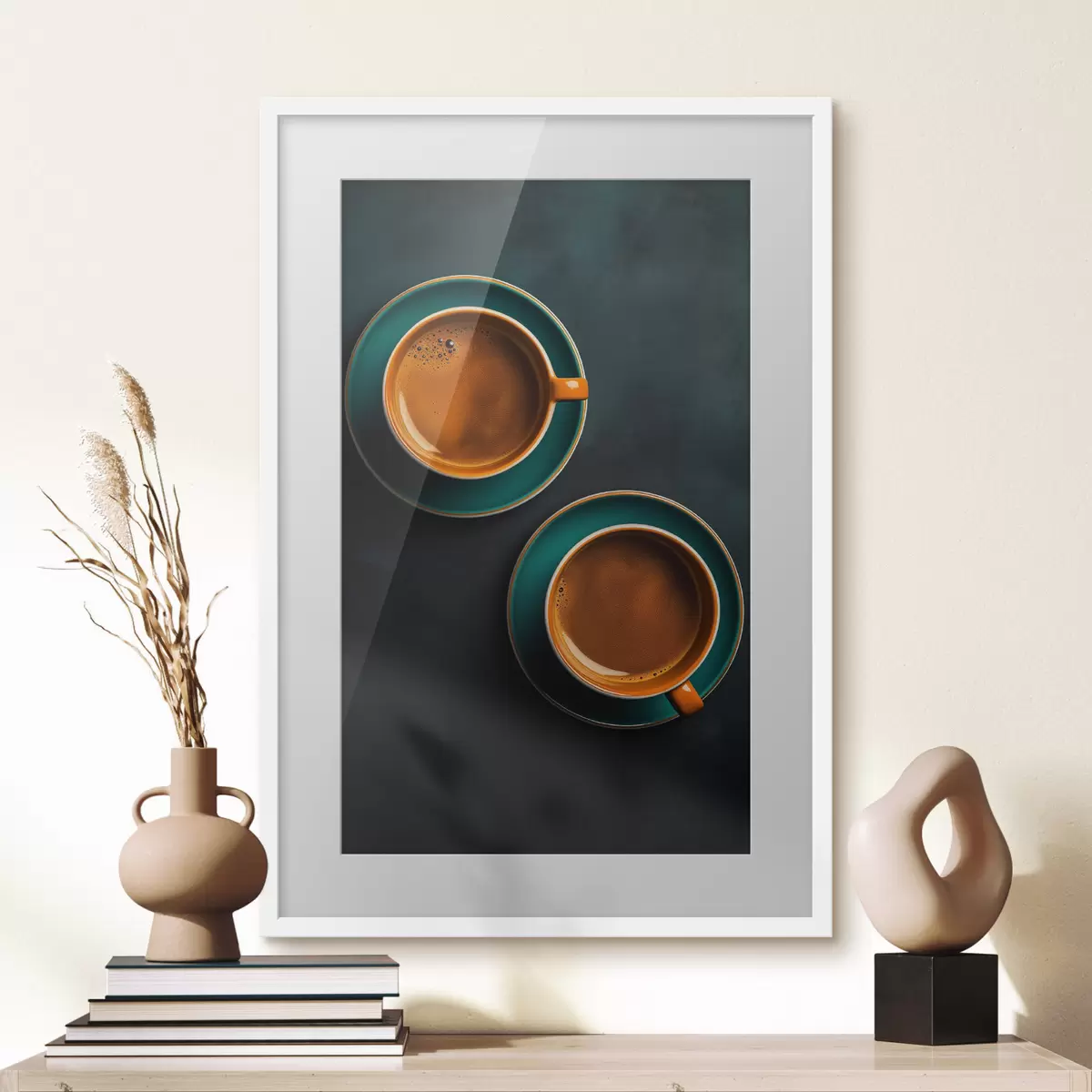 Poster Due tazze di caffè su sfondo scuro f42190