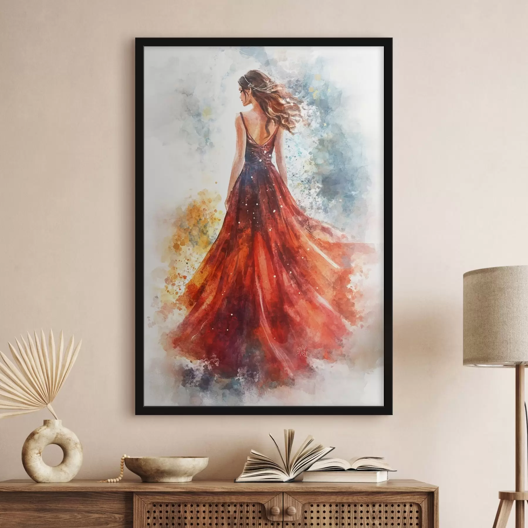 carta da parati Ragazza con un vestito rosso nr. f42193