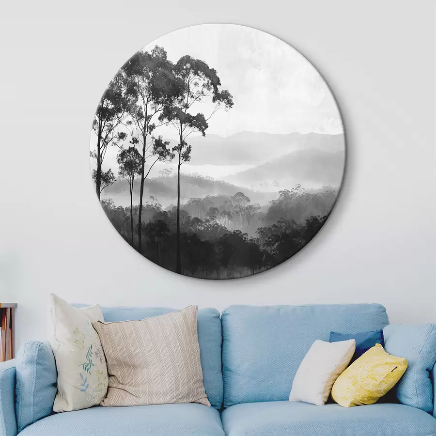 carta da parati Foresta mistica nei toni del grigio, paesaggio naturale, alberi nr. r42373