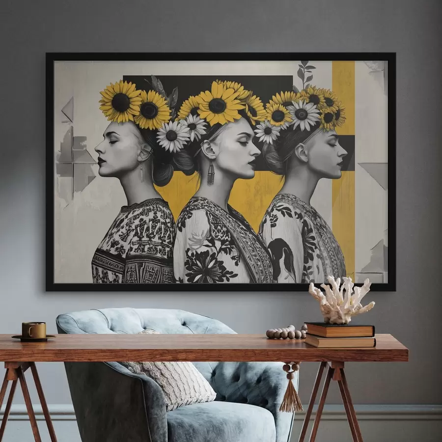 carta da parati Belle donne in abiti etnici con chiavi a girasole nr. f42378