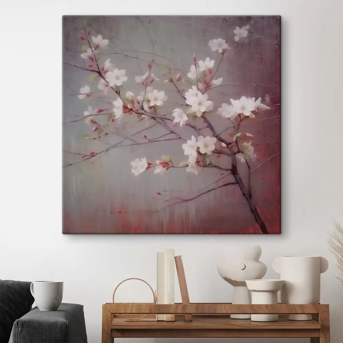 carta da parati Un ramo con fiori bianchi nr. s42339