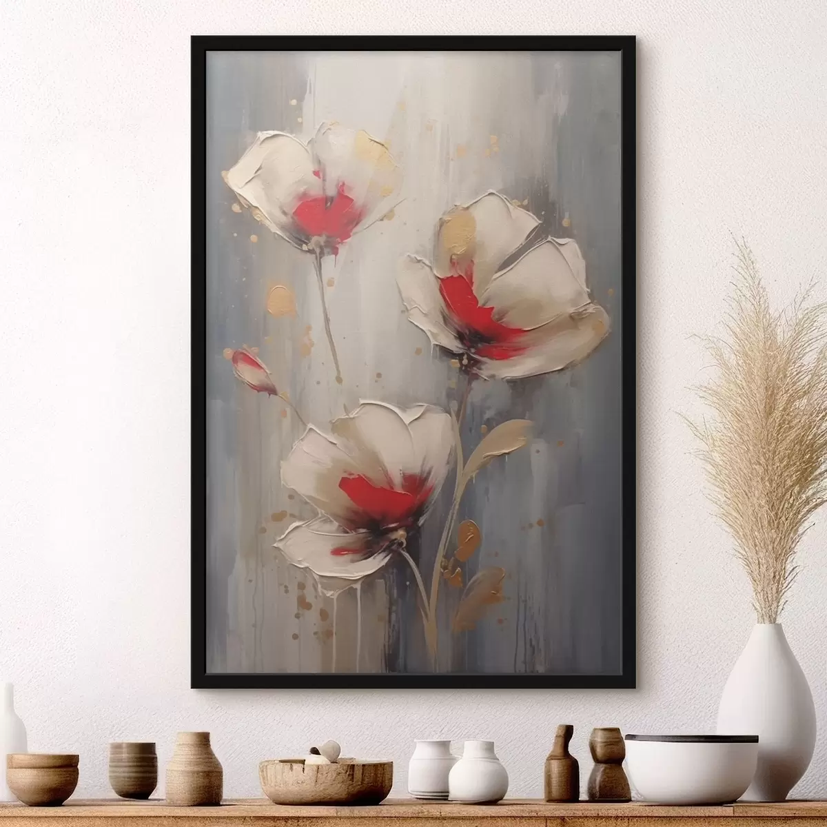 Poster Fiori bianchi e rossi f42345