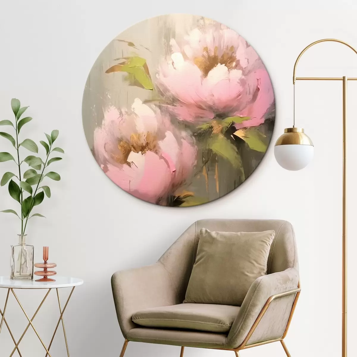Quadri rotondi Due fiori di peonia r42350