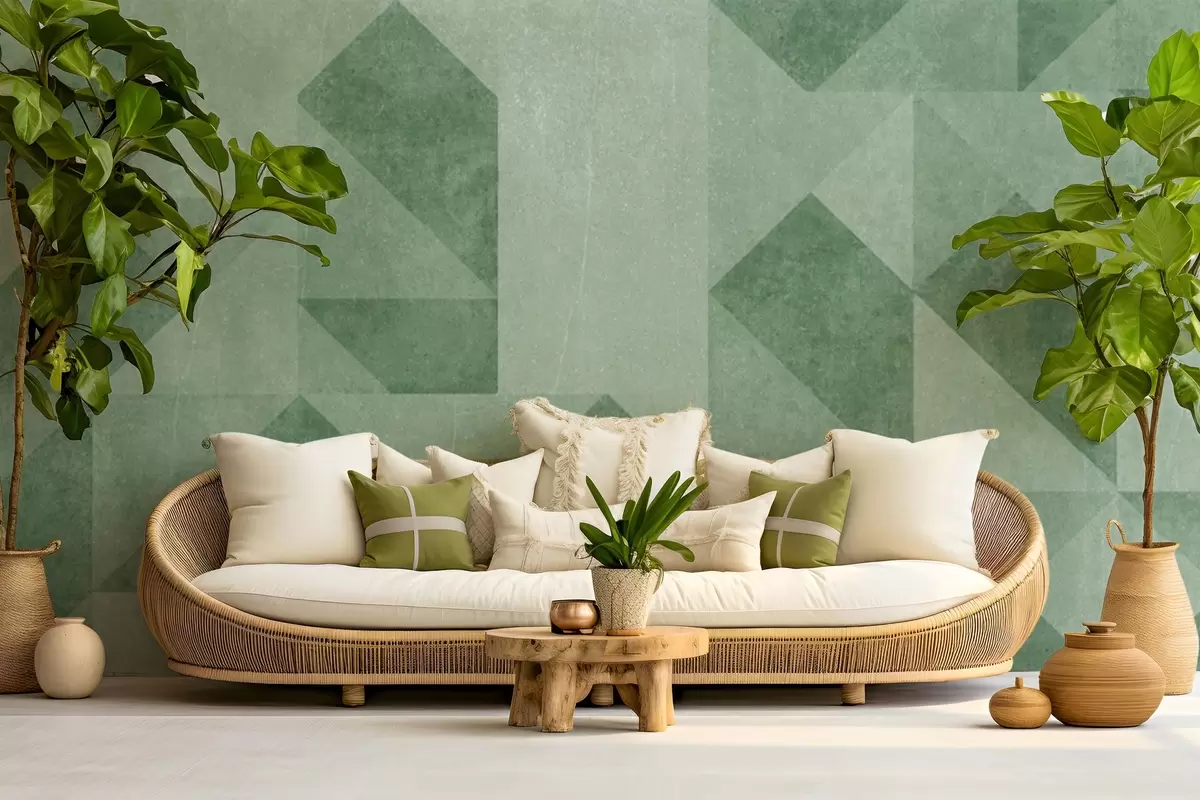 carta da parati Motivi geometrici in tonalità verdi rilassanti nr. u97654v2