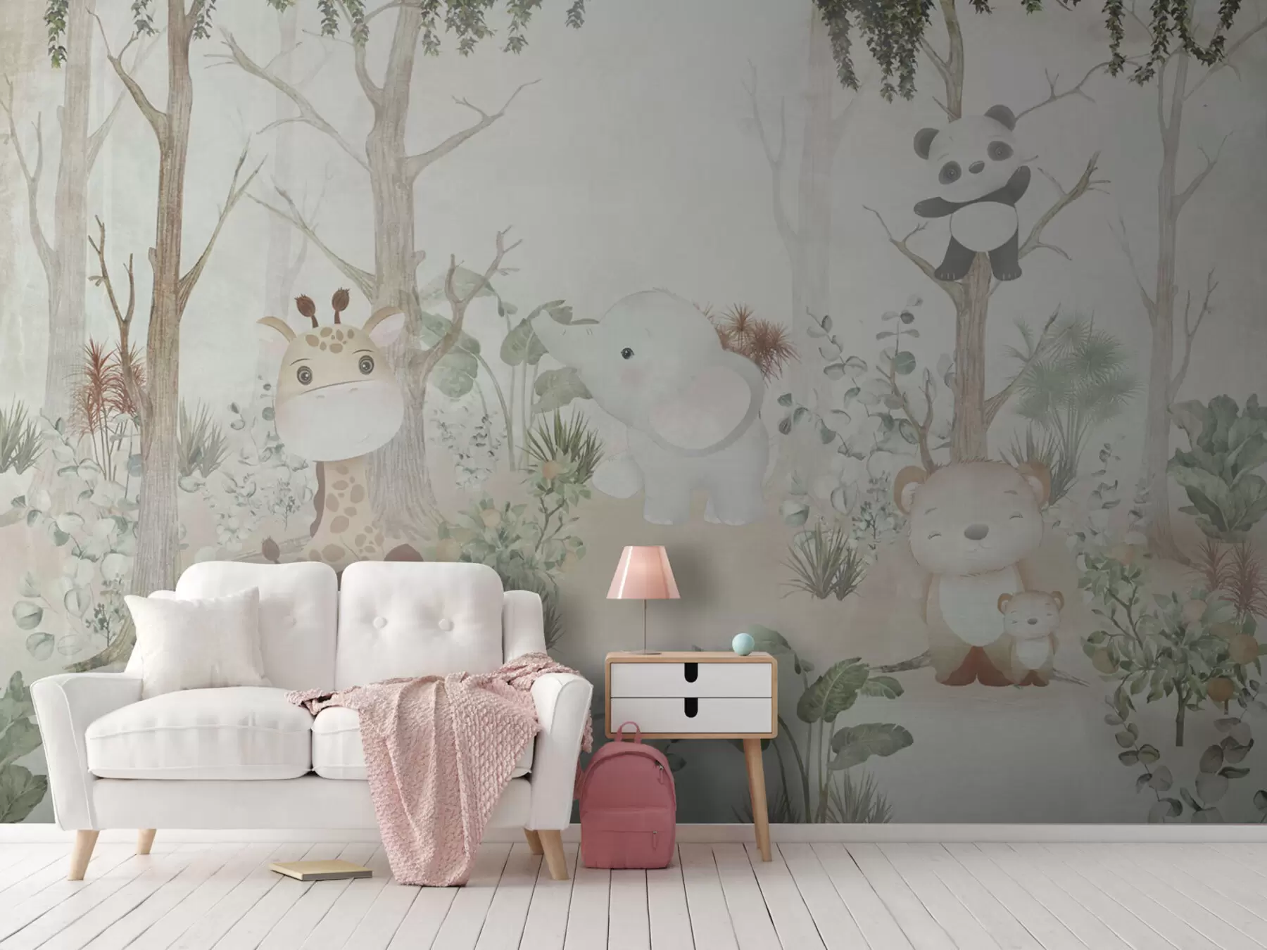 carta da parati Adorabili animali che esplorano una tranquilla foresta nr. u73879