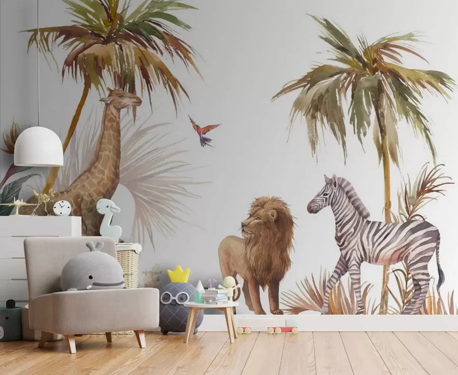 carta da parati Animali selvatici sotto le palme tropicali nr. u51895