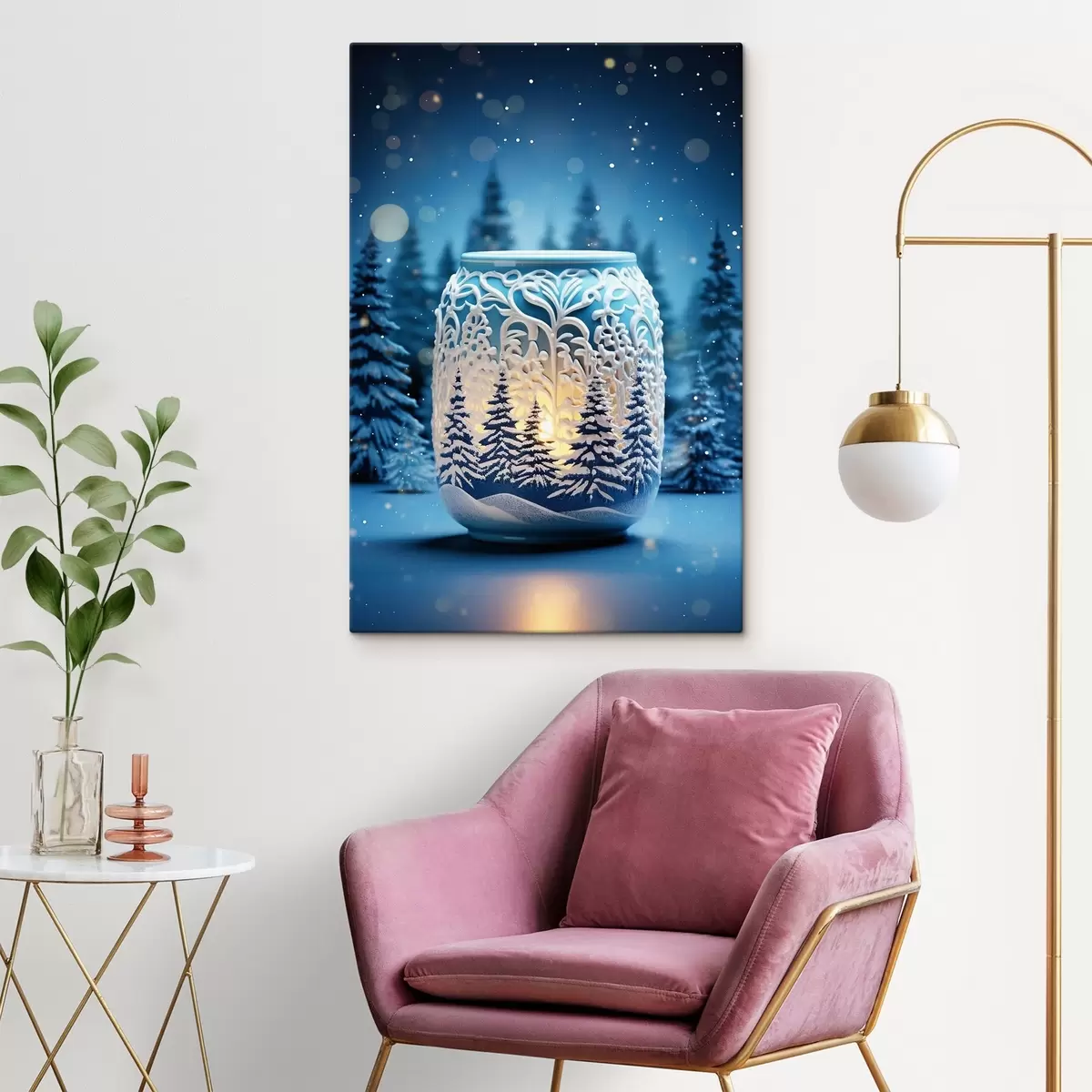 carta da parati Candela sullo sfondo di un paesaggio invernale nr. s42380