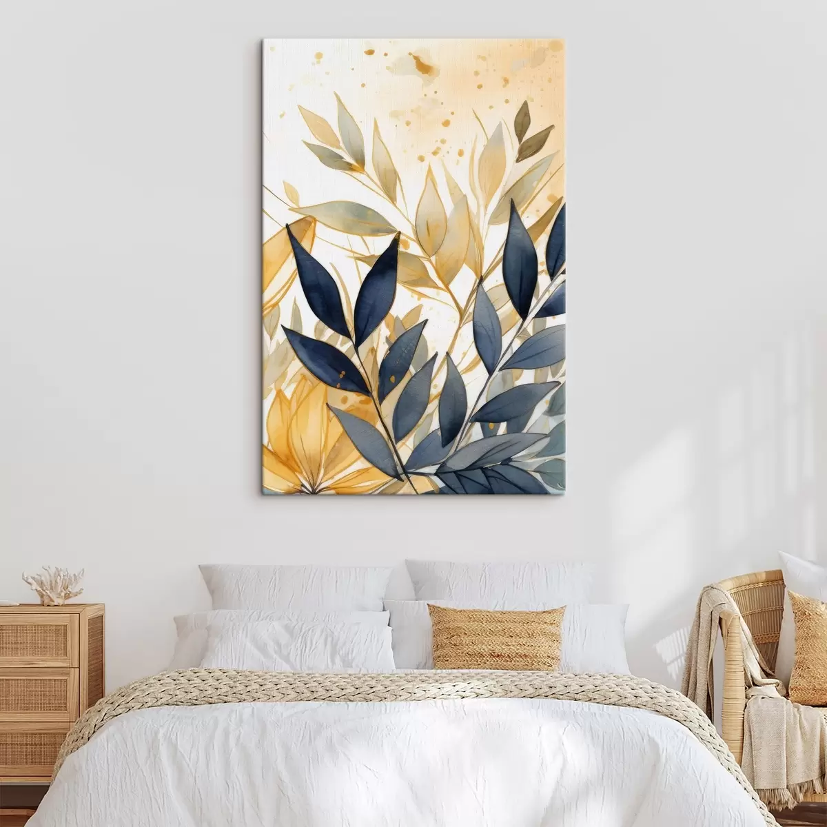 carta da parati Rami chiari e scuri su sfondo acquerellato nr. s42394