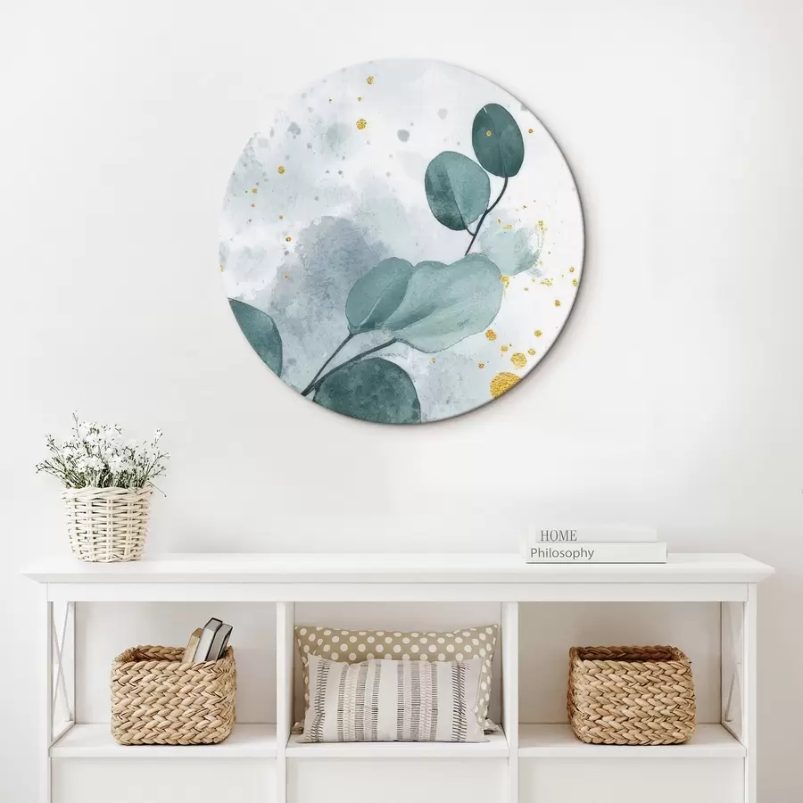 carta da parati Ramo di eucalipto su un delicato sfondo acquerellato nr. r42389