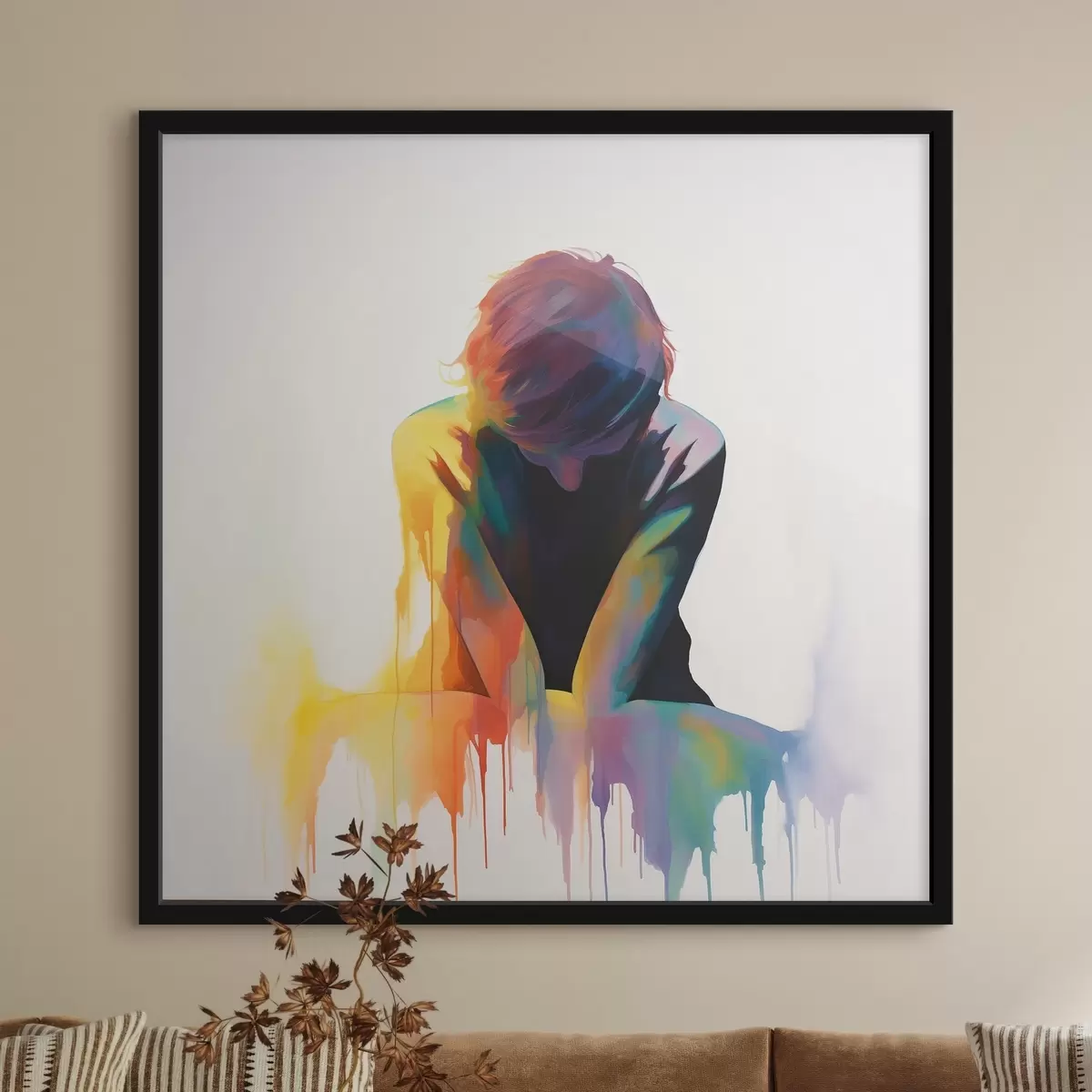 Poster Sagoma di un ragazzo con vernici f42381