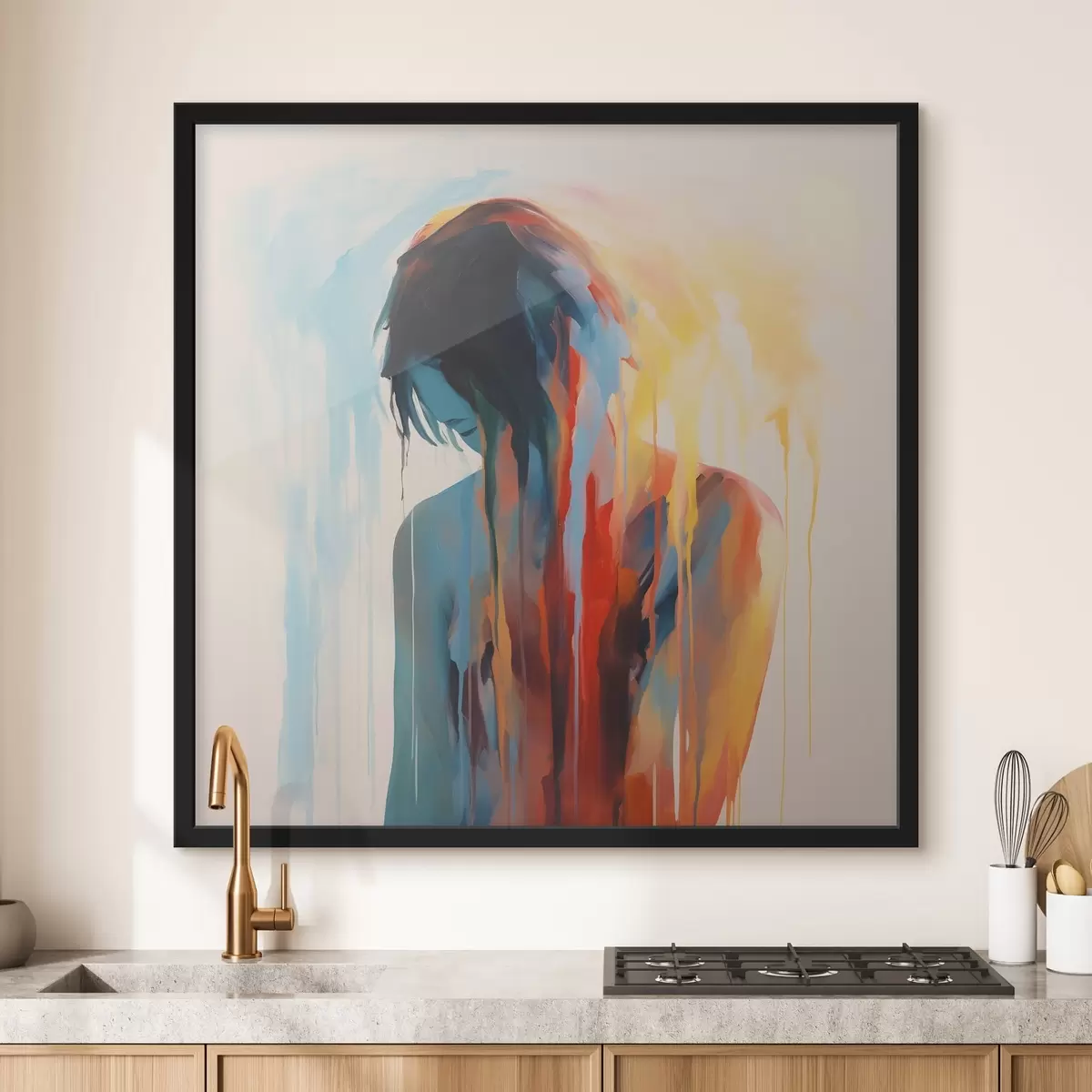 Poster Silhouette di una ragazza con i colori f42382
