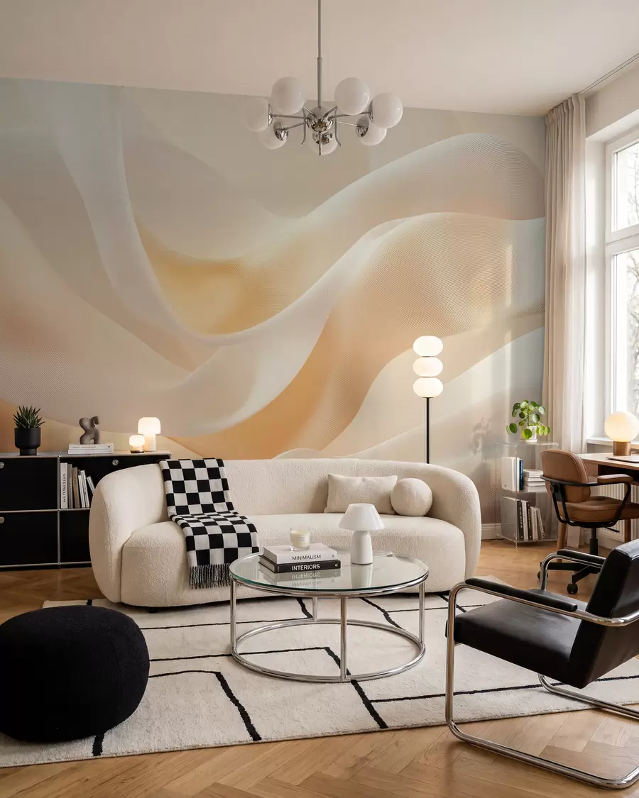 Carta da parati 3D Fiori Pieghe setose in luce miele n. w02765