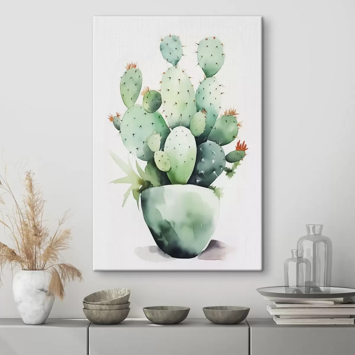 carta da parati Imitazione di cactus ad acquerello bagnato nr. s42410