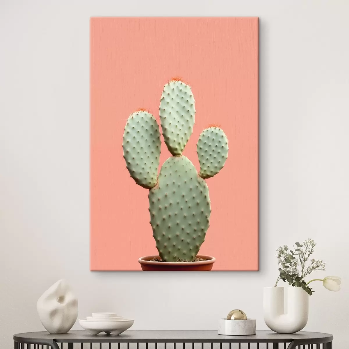 carta da parati Cactus minimalista su sfondo rosa nr. s42412